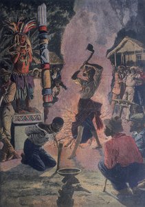 Mensenoffer tijdens Voodoo-ceremonie, La Fayette, Louisiana, VS door French School