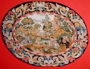 Jachtscène, c.1710-35 (borduurwerk op canvas)