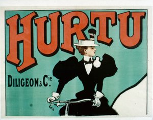 Hurtu Fiets poster, bovenste helft alleen, ca. 1899