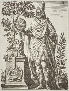 Ideaal portret van Apollonius van Tyana, uit De Divinatione et Magicis Praestigiis door Jean-Jacques Boissard, 1605, gepubliceerd in A History of Magic eind 19e eeuw door French School