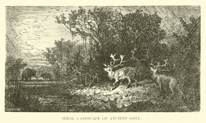 Ideaal landschap van het oude Gallië door French School