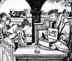 Illustratie uit De Prinses en de Varkenshoeder door Hans Christian Andersen door French School