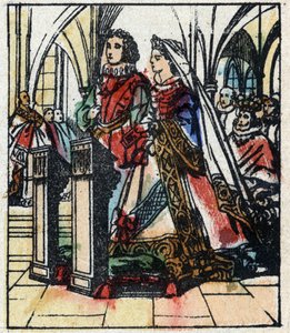 Illustratie van het verhaal van Charles Perrault "Assepoester of Het glazen muiltje". Houtsnede van Imaging Pellerin - Epinal, sd. Eind 19e eeuw. door French School
