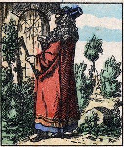 Illustratie van het verhaal "Raminagrobis en de muizen" Houtsnede van Imaging Pellerin - Epinal, sd. Eind 19e eeuw.
