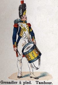 Keizerlijke Garde Napoleon I: Grenadier te voet - Trommel. Plaat uit het boek Les Uniforms de l