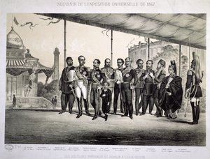 Keizerlijke en koninklijke bezoekers van de Wereldtentoonstelling in Parijs, 1867 door French School