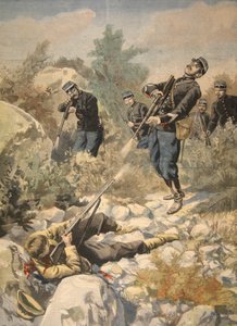 In Corsica: politie en gangster, illustratie uit Le Petit Journal: Supplement illustre, 1898