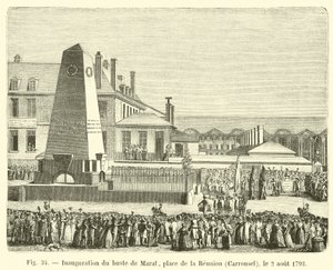 Inhuldiging van de buste van Marat, Place de la Réunion, Carrousel, op 2 augustus 1793