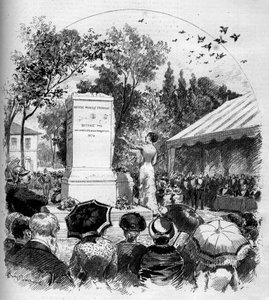 Inhuldiging van het monument gewijd aan de schilder Jean Baptiste Camille Corot (1796-1875) in Ville d