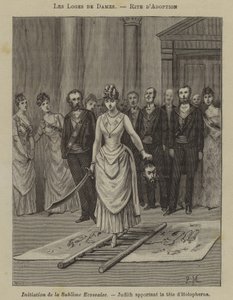 Inwijdingsceremonie in een vrouwenloge (gravure) door French School