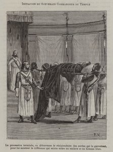 Inwijding van een commandant van de tempel (gravure) door French School