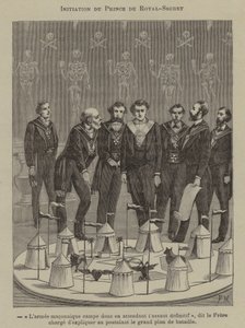 Inwijding van een Sublime Prince of the Royal Secret (gravure) door French School