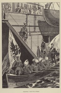 Inspectie aan boord van een slagschip