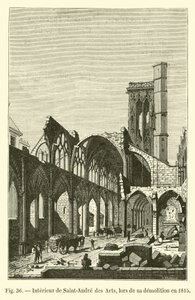 Interieur van Saint-Andre des Arts, tijdens de sloop in 1815