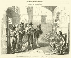 Interieur van een gevangenis in de zeventiende eeuw (gravure) door French School