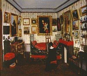 Interieur van een kamer met een dame die schildert, 1850 door French School