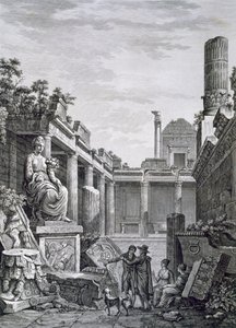 Interieur van de Romeinse baden, Nimes, uit Antiquités de la France: Vol I, Monuments de Nimes door French School