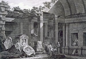 Interieur van de Tempel van Diana, Nimes, uit Antiquités de la France: Vol I, Monuments de Nimes door French School