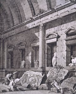 Interieur van de Tempel van Diana, Nîmes, uit Antiquités de la France: Vol I, Monuments de Nîmes door French School
