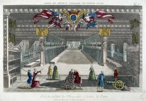 Interieur van de wapenwinkel van Parijs (Arsenal de Paris) door French School