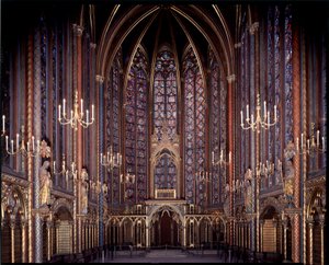 Interieur van de bovenkapel van de heilige kapel (1245 - 1248) in Parijs, Frankrijk door French School
