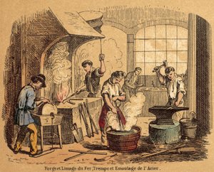 Ijzer (gekleurde gravure) door French School
