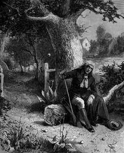 Isaac Newton (1642-1727), Engelse wiskundige en astronoom, ontdekte het begrip zwaartekracht door een appel die van een appelboom in Woolsthorpe viel
