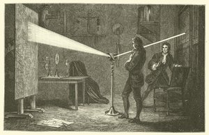 Isaac Newton breekt licht af door French School