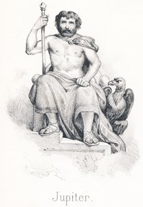 J Jupiter: Zoon van Saturnus en Rhea Broederschap van Titan Kind, hij werd gevoed door de geit Amalthea door French School