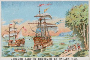 Jacques Cartier ontdekt Canada, 1535 door French School