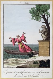 Japanse man offert zijn leven op ter ere van de god Amida, 1811