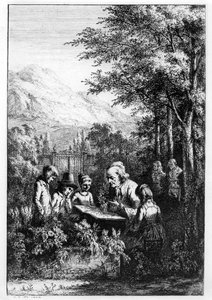 Jean-Jacques Rousseau leert een groep kinderen door French School
