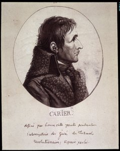 Jean Baptiste Carrier (1756-1794), getekend door Gouneville tijdens het verhoor van de Projures van het Revolutionaire Hof