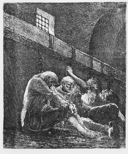 Jean Valjean in de Gevangenis, Illustratie uit Les Miserables, door Victor Hugo, 1865 door French School