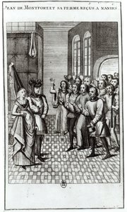 Jean de Bretagne (1293-1345) Graaf van Montfort, en zijn vrouw worden verwelkomd in Nantes