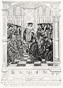 Jean le Feron (1504-70) presenteert een van zijn Werken aan Koning Hendrik II (1519-89) uit Blason d