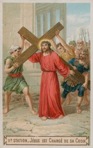 Jezus draagt zijn kruis. De tweede statie van de kruisweg