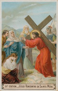 Jezus ontmoet zijn moeder. De vierde statie van de kruisweg