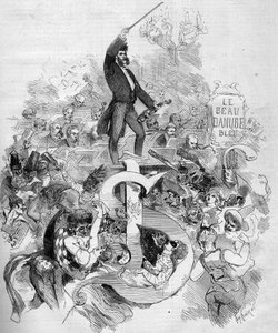Johann Strauss de jonge (1825-1899), met de viool, tijdens een gemaskerd bal in de Opera van Parijs door French School