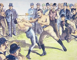 John L. Sullivan tegen Charlie Mitchell op 10 maart