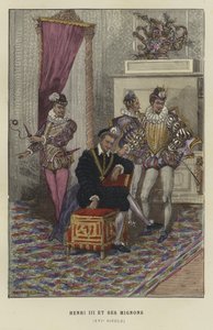 Koning Hendrik III van Frankrijk en zijn favorieten, les Mignons, 16e eeuw door French School