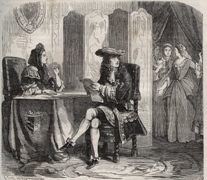 Koning Lodewijk XIV (1638 -1715) en zijn vrouw, de Markiezin van Maintenon (Francoise d
