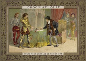 Koning Lodewijk XI van Frankrijk en Karel de Stoute, Hertog van Bourgondië door French School