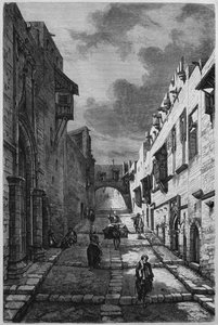 Riddersstraat in Rhodos, uit La Syrie daujourdhui. Voyages dans la Phenicie le Liban et la Judee. 1875-1880 van Louis Charles Emile Lortet, 1884 door French School
