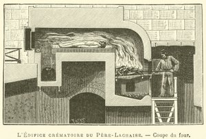 Het crematoriumgebouw van Père-Lachaise, Doorsnede van de oven