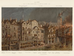 La Cité, tussen de Pont Notre-Dame en de Pont au Change, 1621 door French School