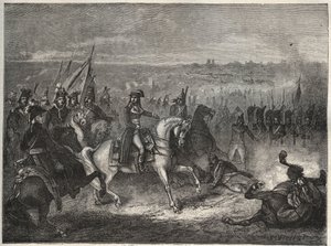 De slag bij Lonato - NAPOLEON BIJ LONATO - Ook wel de tweede slag bij CASTIGLIONE genoemd: in zijn Italiaanse veldtocht verslaat Napoleon de Oostenrijkers onder Wurmser, waardoor ze zich terugtrekken naar Mantova. 3 augustus 1796 - Nieuwe Nationale Encyclo door French School