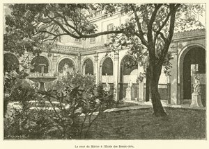 De binnenplaats van Murier aan de Ecole des Beaux-Arts (gravure) door French School