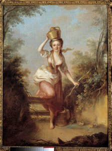 De melkmeid. Schilderij door Huet. 18e eeuw. Musee Cognacq Jay, Parijs