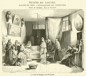 De dood van Poussin (gravure) door French School